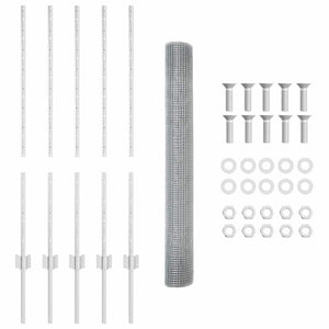 Recinzione con pali. Argento 1 x 10 m Acciaio 3336327