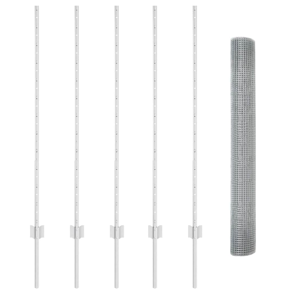 Recinzione con pali. Argento 1.2 x 10 m Acciaio 3336332