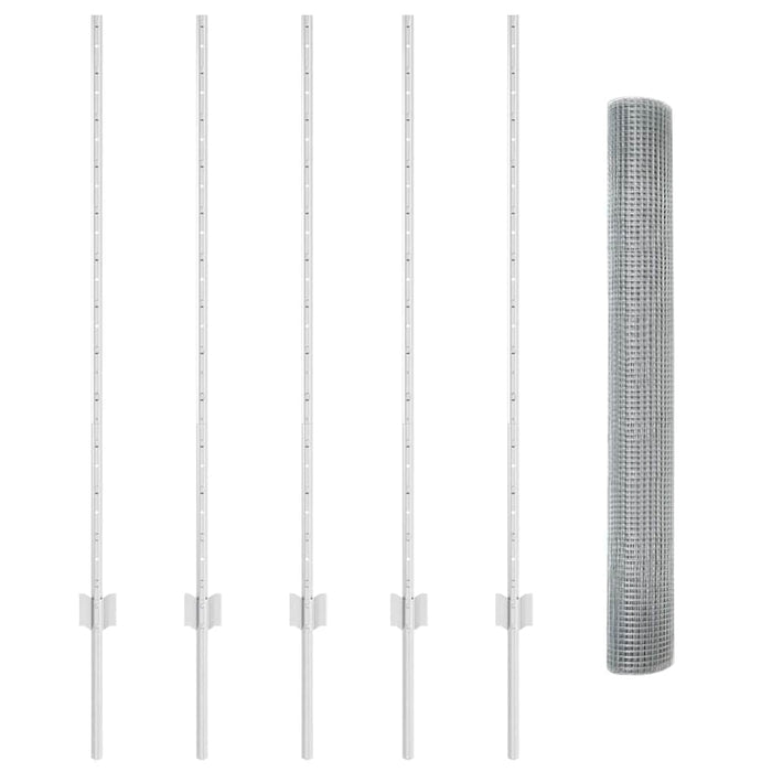 Recinzione con pali. Argento 1.2 x 10 m Acciaio 3336332