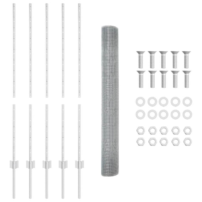 Recinzione con pali. Argento 1.2 x 10 m Acciaio 3336332