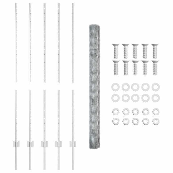 Recinzione con pali. Argento 1.4 x 10 m Acciaio 3336334