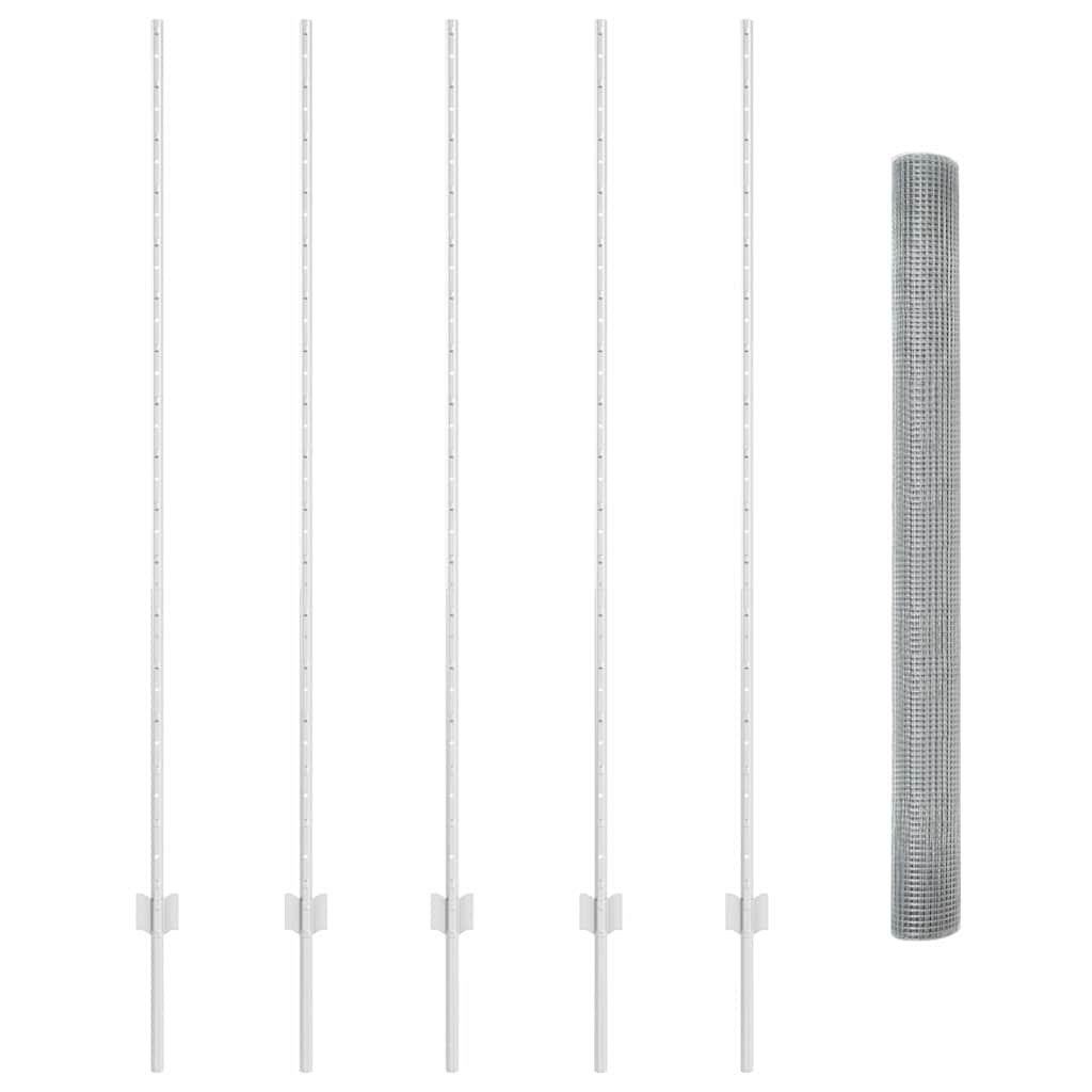 Recinzione con pali. Argento 1.6 x 10 m Acciaio 3336343