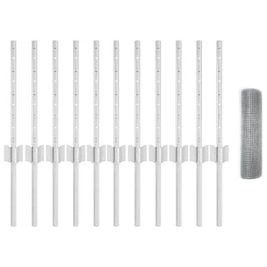 Recinzione con pali. Argento 0.4 x 25 m Acciaio 3336344