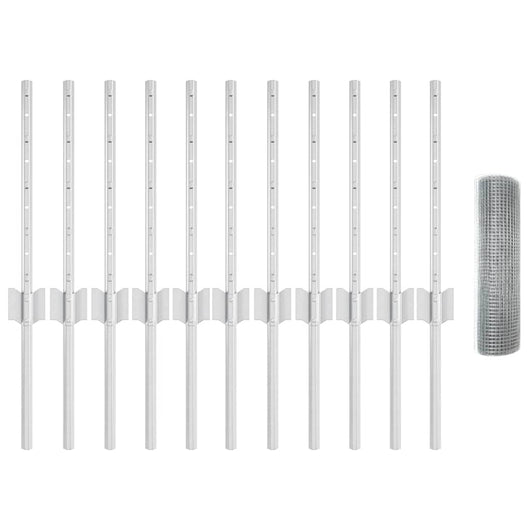 Recinzione con pali. Argento 0.4 x 25 m Acciaio 3336344