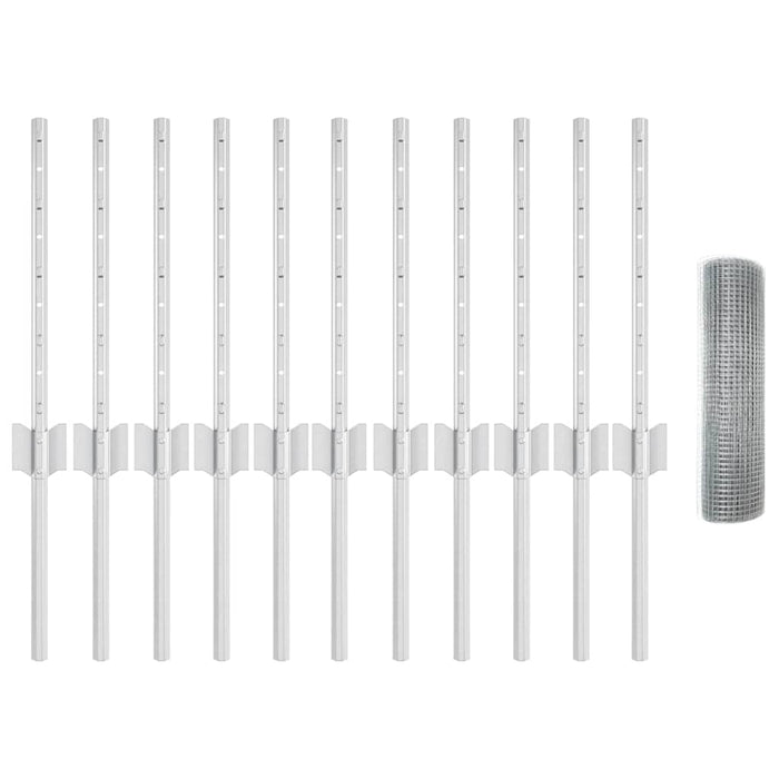 Recinzione con pali. Argento 0.4 x 25 m Acciaio 3336344