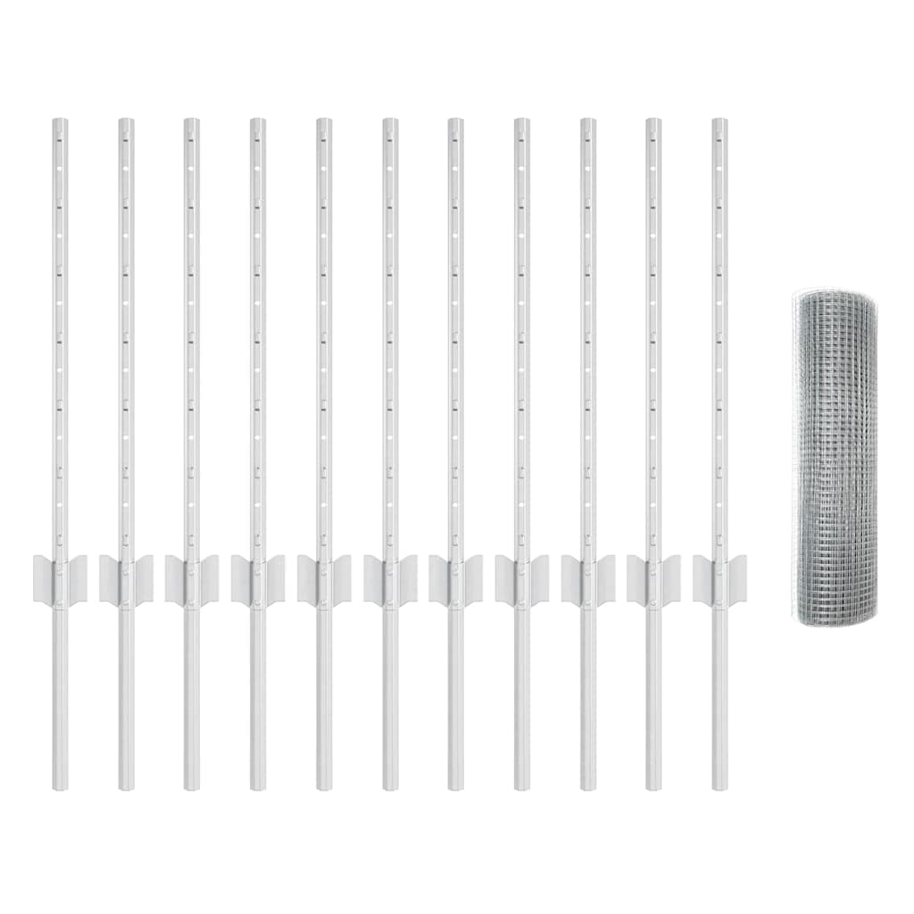 Recinzione con pali. Argento 0.5 x 25 m Acciaio 3336348