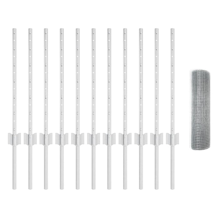 Recinzione con pali. Argento 0.5 x 25 m Acciaio 3336349