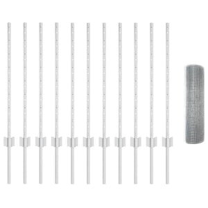 Recinzione con pali. Argento 0.8 x 25 m Acciaio 3336358