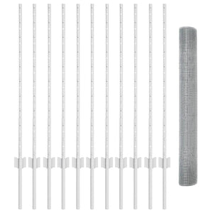 Recinzione con pali. Argento 1 x 25 m Acciaio 3336363