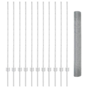 Recinzione con pali. Argento 1.2 x 25 m Acciaio 3336364