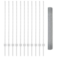 Recinzione con pali. Argento 1.2 x 25 m Acciaio 3336366