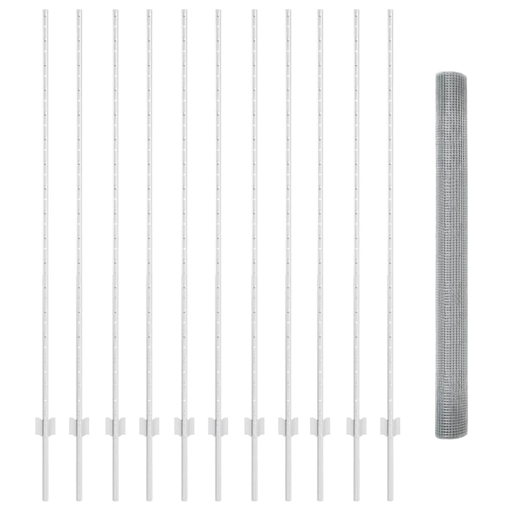 Recinzione con pali. Argento 1.6 x 25 m Acciaio 3336377