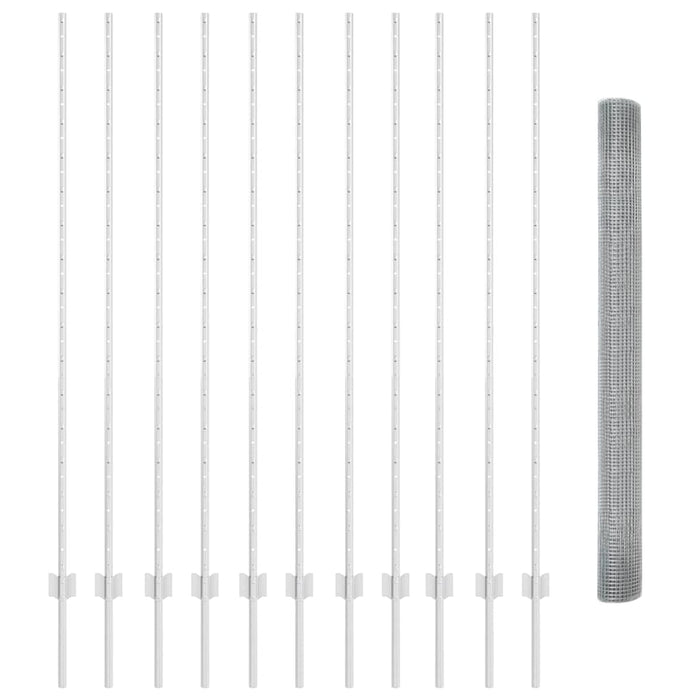 Recinzione con pali. Argento 1.6 x 25 m Acciaio 3336377