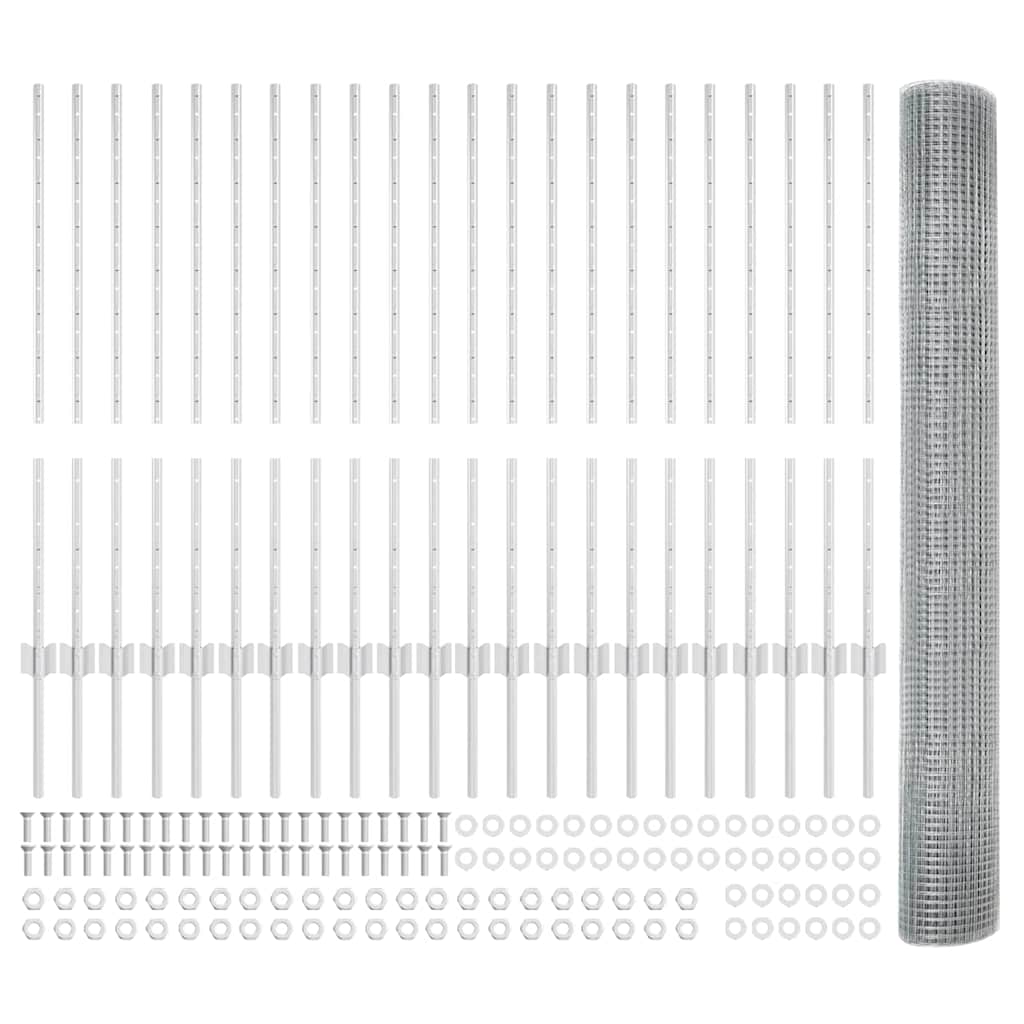Recinzione con pali. Argento 1 x 50 m Acciaio 3336397
