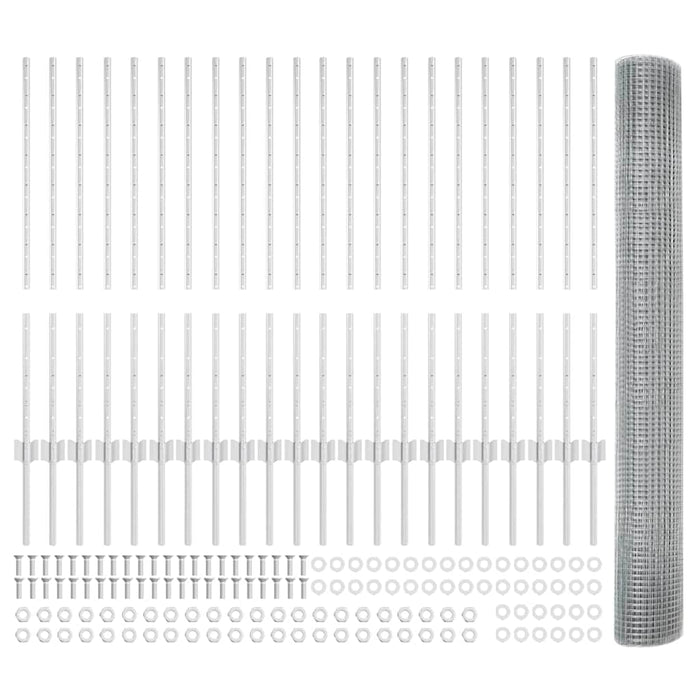 Recinzione con pali. Argento 1 x 50 m Acciaio 3336397