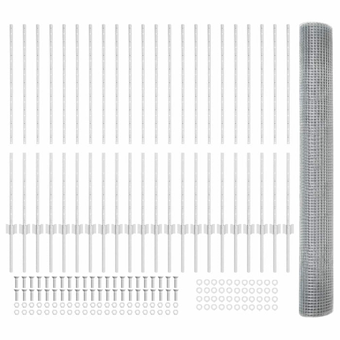Recinzione con pali. Argento 1.2 x 50 m Acciaio 3336400