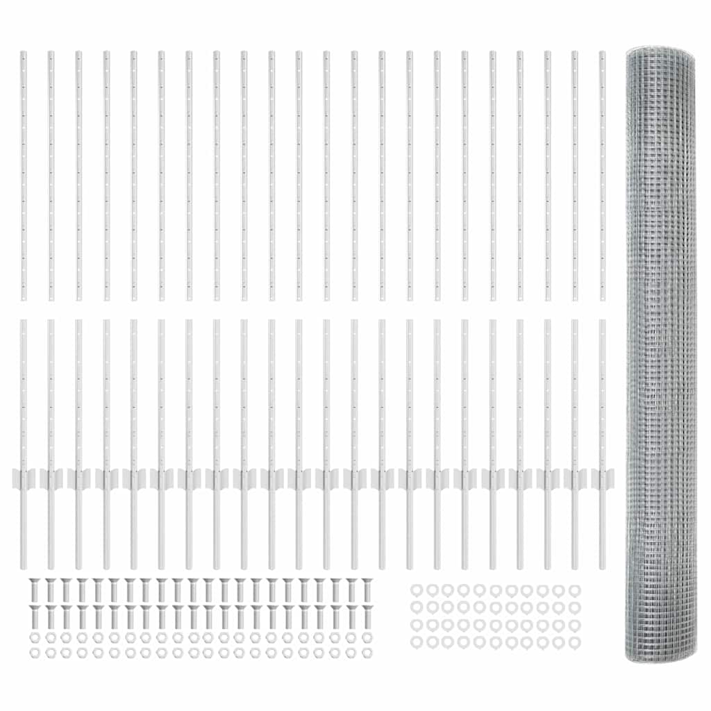 Recinzione con pali. Argento 1.2 x 50 m Acciaio 3336401