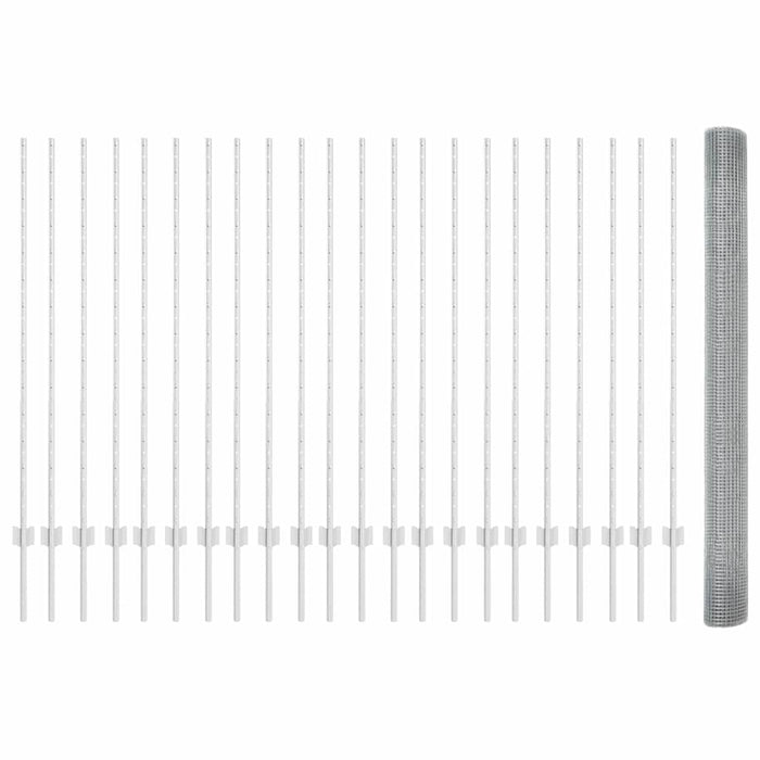 Recinzione con pali. Argento 1.4 x 50 m Acciaio 3336403