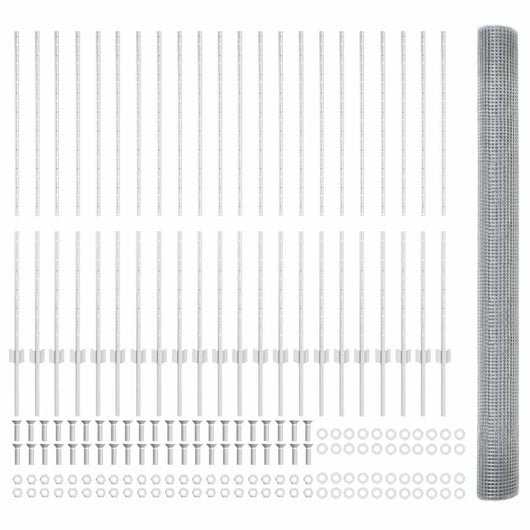 Recinzione con pali. Argento 1.4 x 50 m Acciaio 3336405