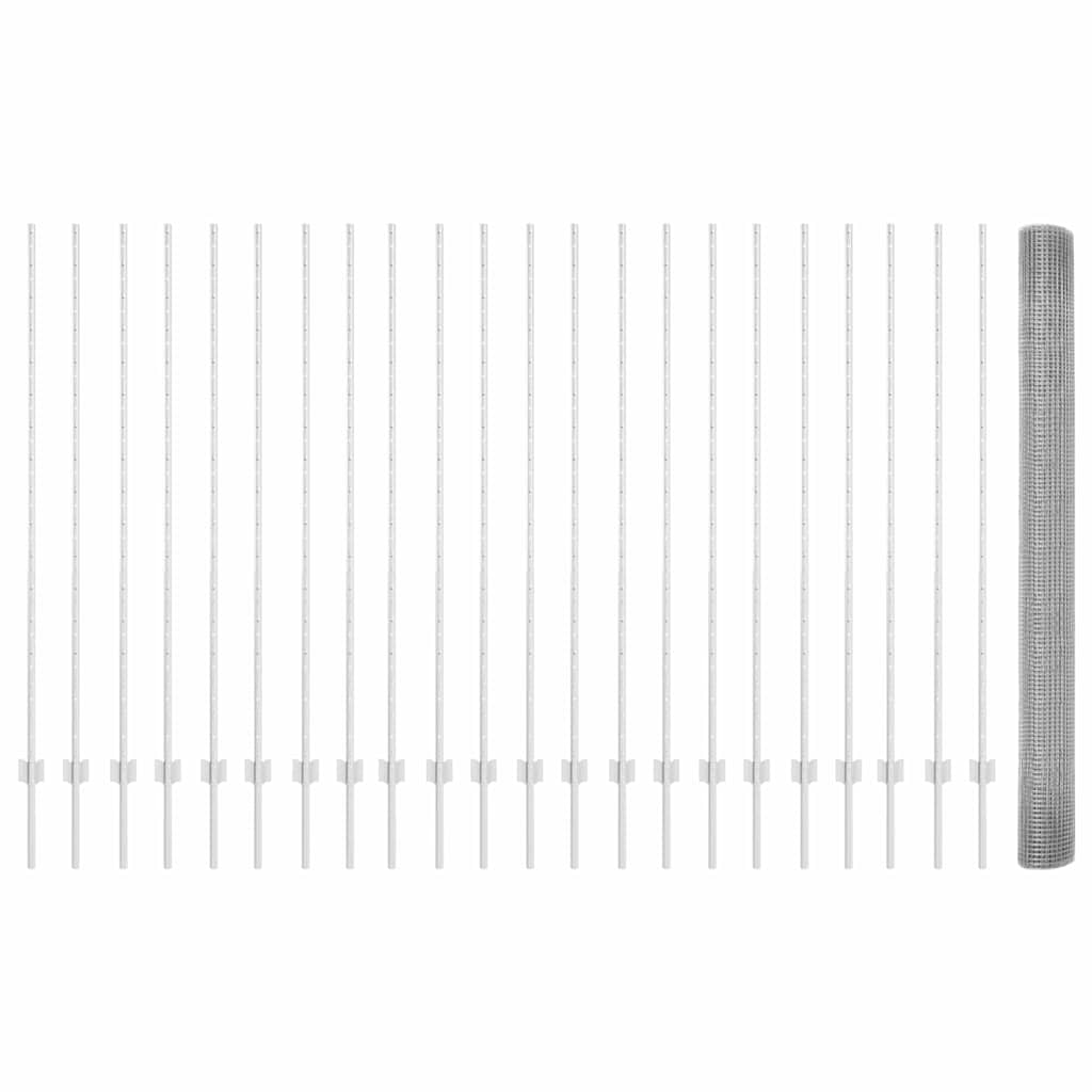 Recinzione con pali. Argento 1.6 x 50 m Acciaio 3336411