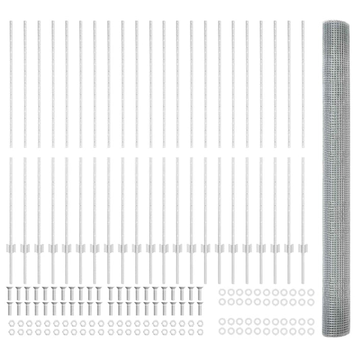 Recinzione con pali. Argento 1.6 x 50 m Acciaio 3336411