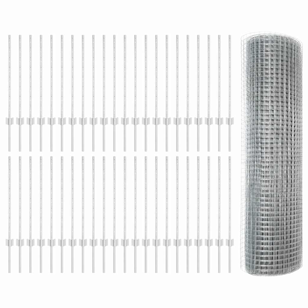Recinzione con pali. Argento 0.8 x 100 m Acciaio 3336425