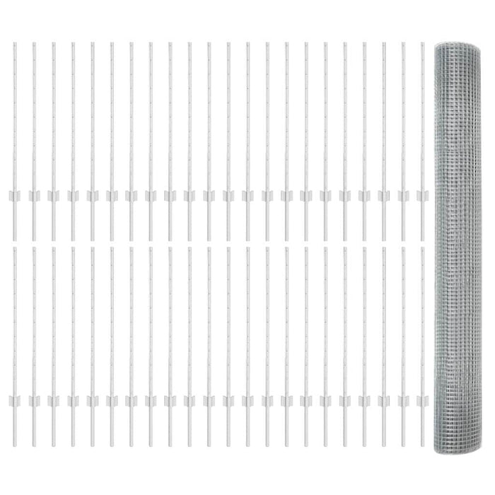 Recinzione con pali. Argento 1 x 100 m Acciaio 3336427