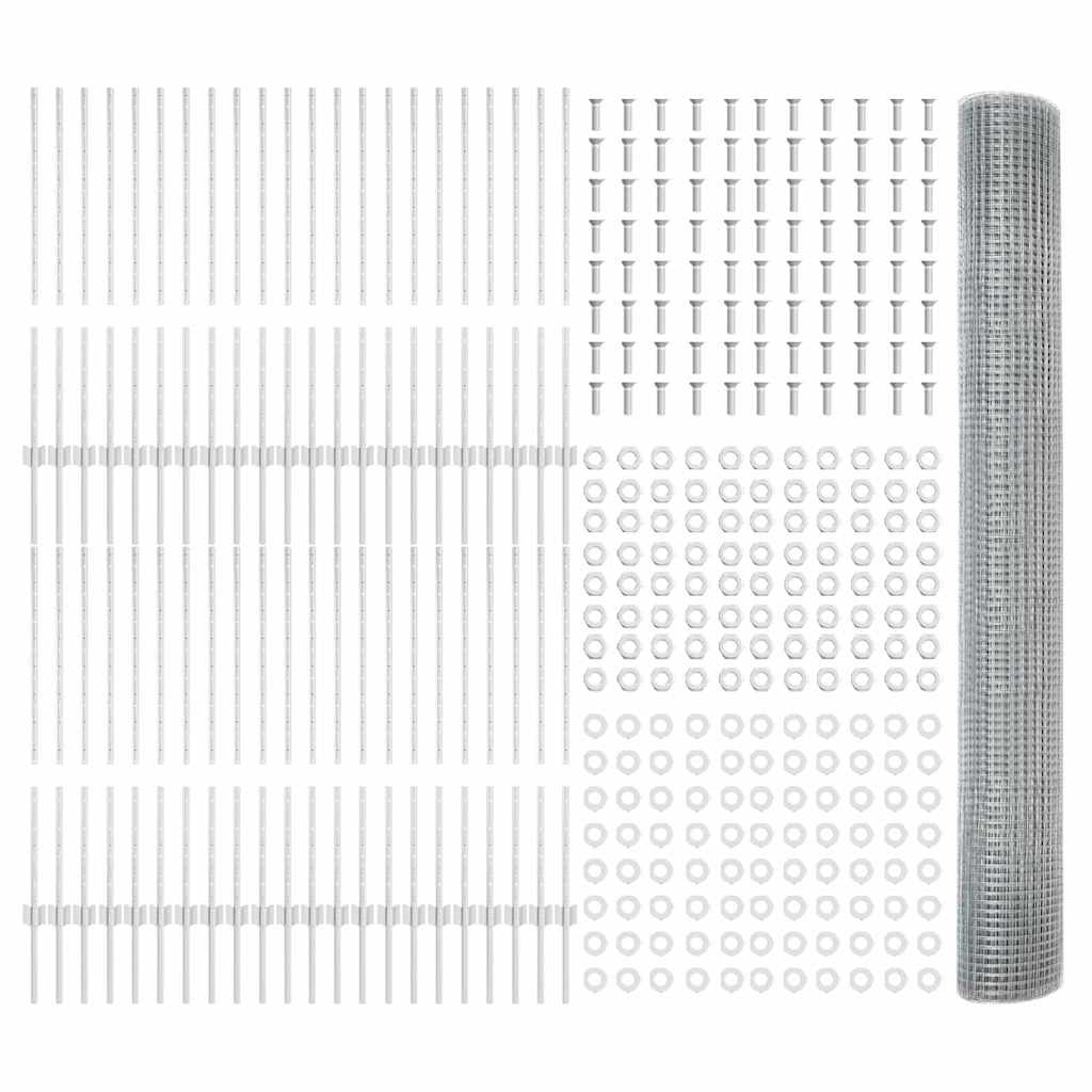 Recinzione con pali. Argento 1 x 100 m Acciaio 3336427