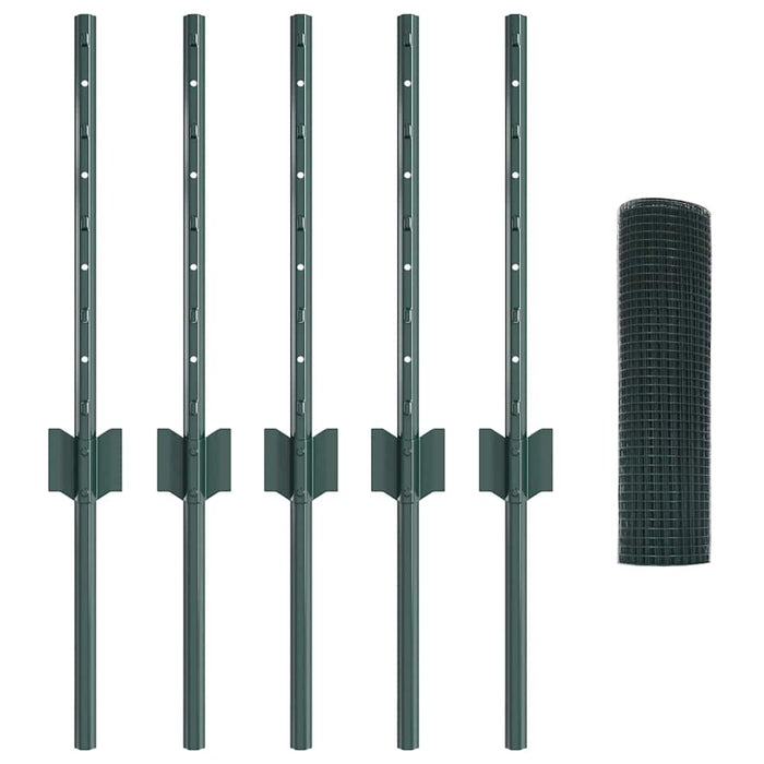 Recinzione con pali. Verde 0.4 x 10 m Acciaio 3336431