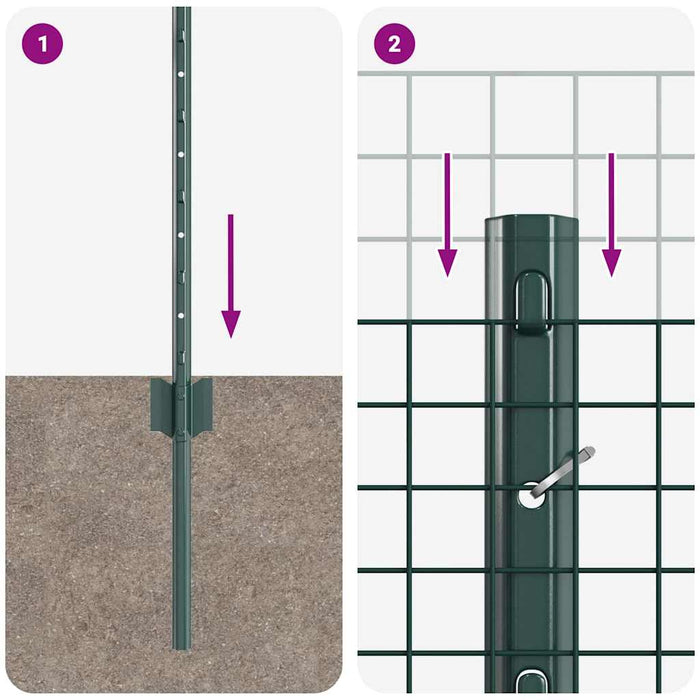 Recinzione con pali. Verde 0.5 x 10 m Acciaio 3336434