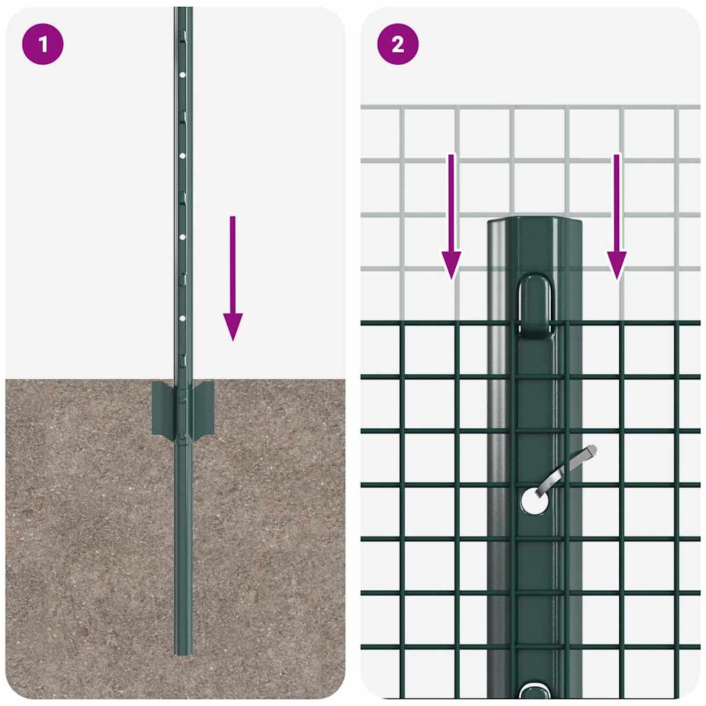 Recinzione con pali. Verde 0.6 x 10 m Acciaio 3336436