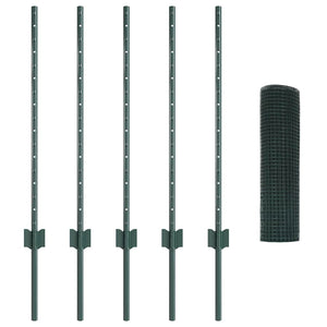 Recinzione con pali. Verde 0.8 x 10 m Acciaio 3336441