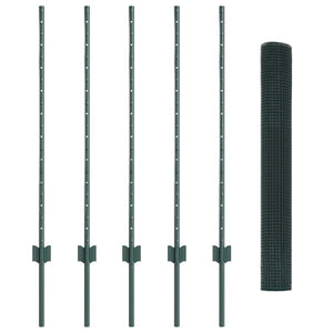 Recinzione con pali. Verde 1 x 10 m Acciaio 3336447