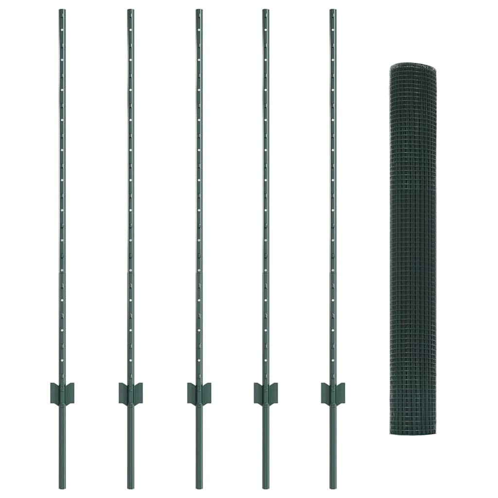 Recinzione con pali. Verde 1.2 x 10 m Acciaio 3336450