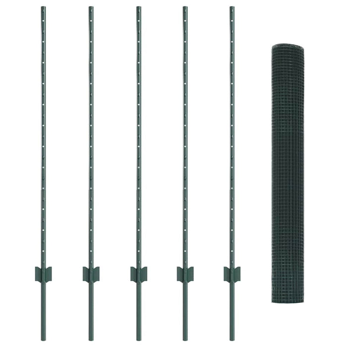 Recinzione con pali. Verde 1.2 x 10 m Acciaio 3336450