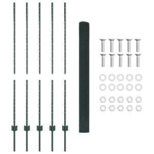 Recinzione con pali. Verde 1.4 x 10 m Acciaio 3336453