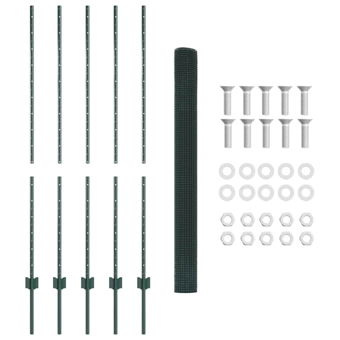 Recinzione con pali. Verde 1.4 x 10 m Acciaio 3336453