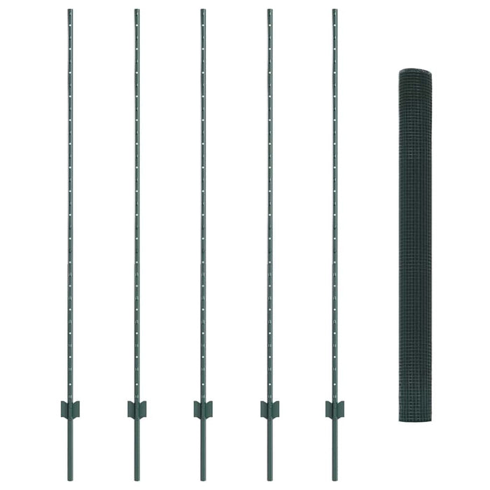 Recinzione con pali. Verde 1.6 x 10 m Acciaio 3336461