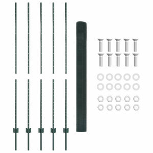 Recinzione con pali. Verde 1.6 x 10 m Acciaio 3336461