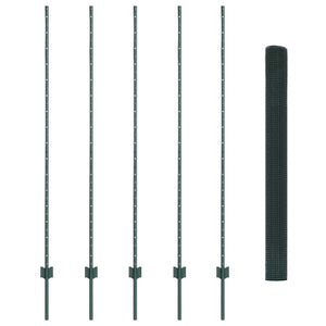 Recinzione con pali. Verde 1.6 x 10 m Acciaio 3336462