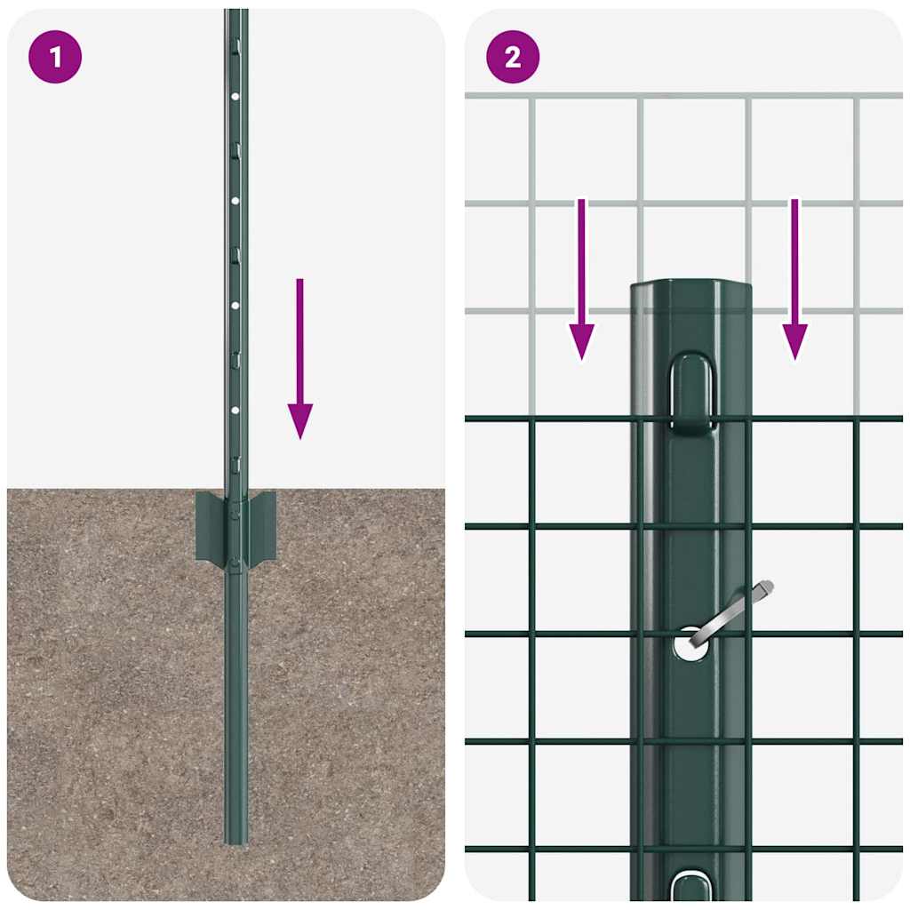 Recinzione con pali. Verde 0.4 x 25 m Acciaio 3336466