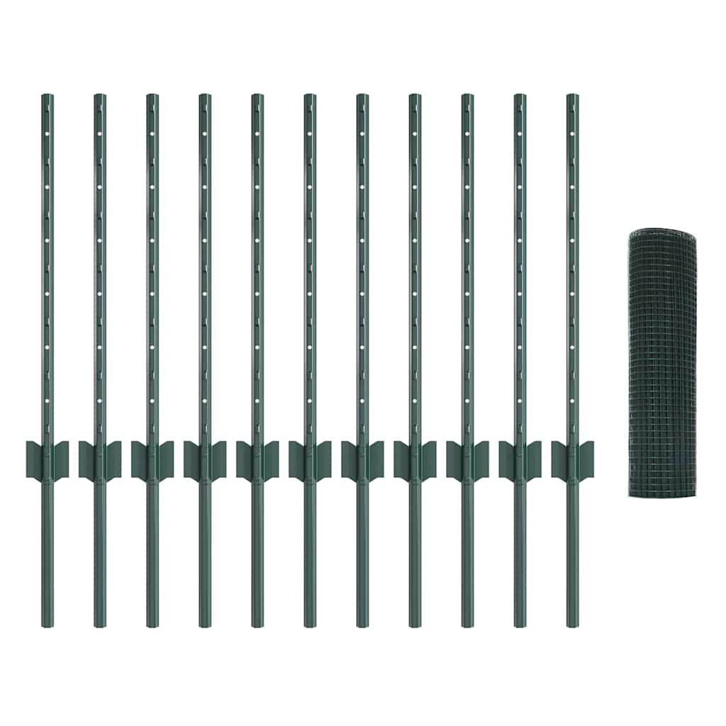 Recinzione con pali. Verde 0.5 x 25 m Acciaio 3336469