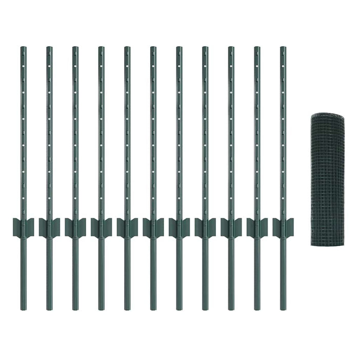 Recinzione con pali. Verde 0.6 x 25 m Acciaio 3336474