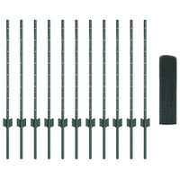 Recinzione con pali. Verde 0.8 x 25 m Acciaio