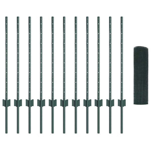 Recinzione con pali. Verde 0.8 x 25 m Acciaio