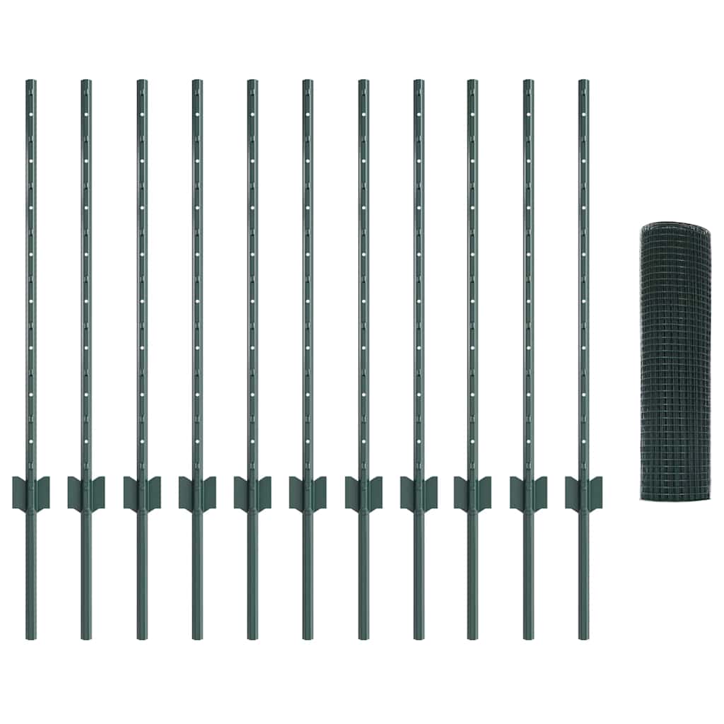 Recinzione con pali. Verde 0.8 x 25 m Acciaio