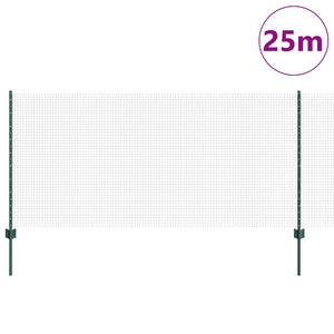 Recinzione con pali. Verde 1 x 25 m Acciaio 3336481