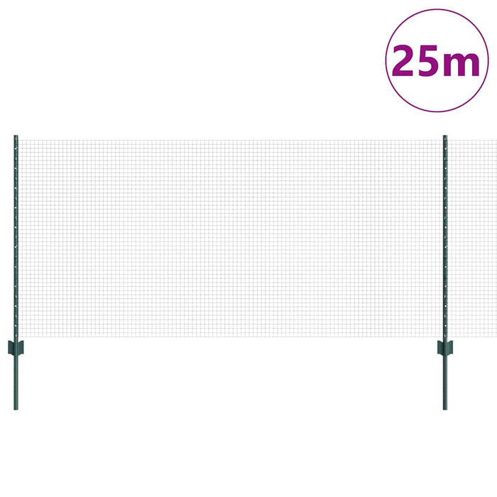 Recinzione con pali. Verde 1 x 25 m Acciaio 3336481