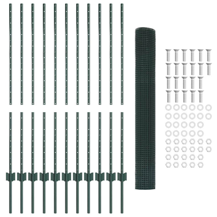 Recinzione con pali. Verde 1.2 x 25 m Acciaio 3336486