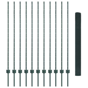 Recinzione con pali. Verde 1.4 x 25 m Acciaio 3336489